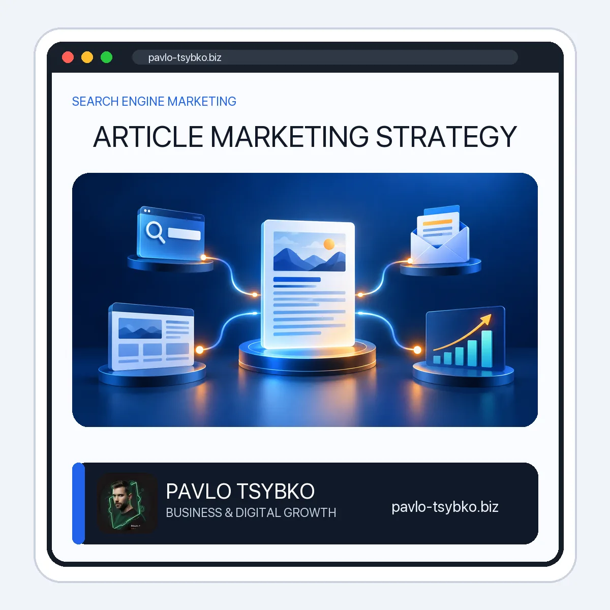 Article marketing strategy connecting search, website, email and analytics channels