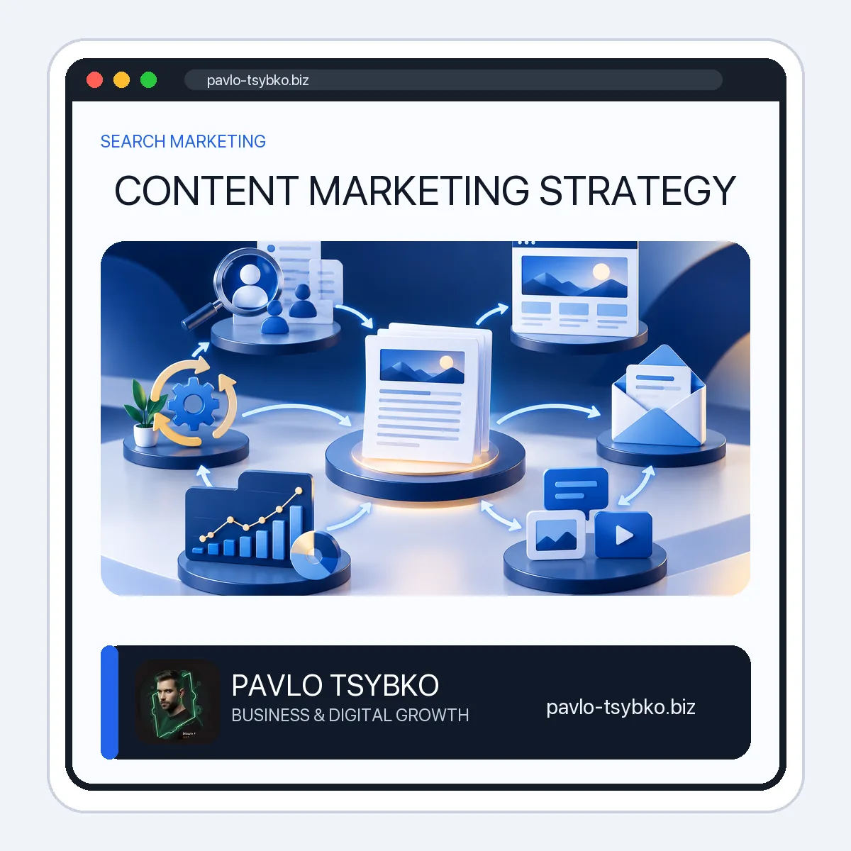 Content marketing strategy workflow from audience research to publishing, distribution, and measurement