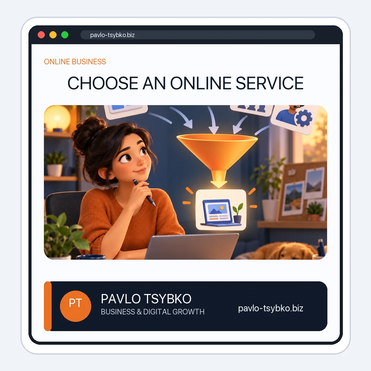 Entrepreneur comparing digital service ideas and selecting one small pilot project